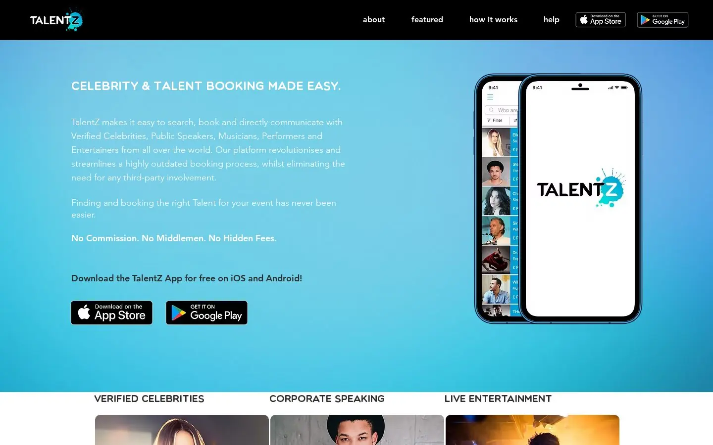 TalentZ as it appears live in the browser